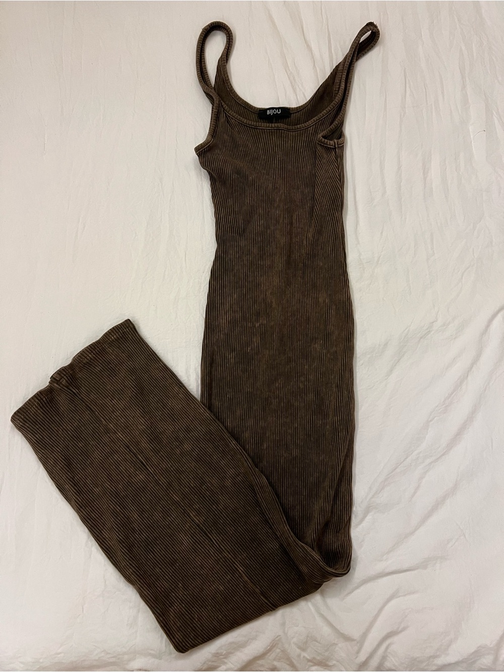 Brown Ribbed Knit dress